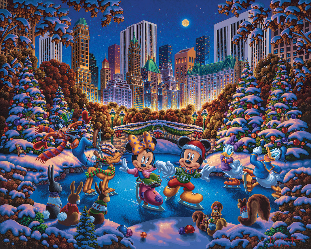 Mickey and Friends Skating in Central Park Art Print