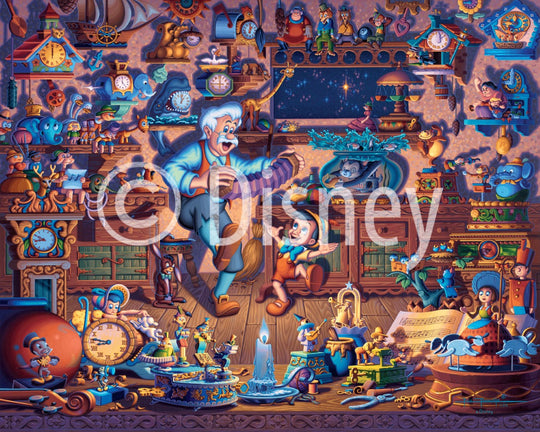 Pinocchio Dreams Come True – 30" x 37" Canvas Wall Murals (Onyx Black Frame)