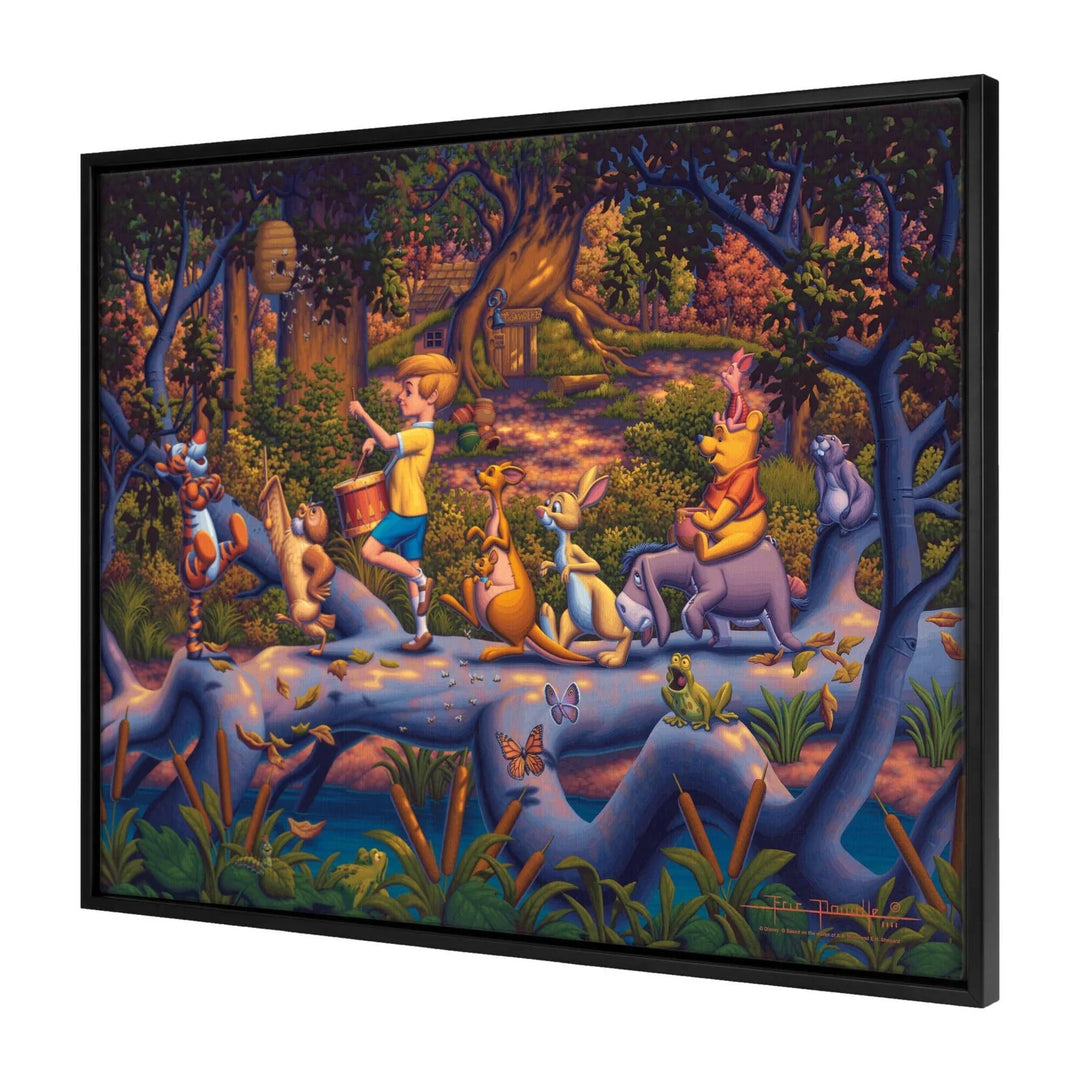 Winnie the Pooh - A Heroes Parade – 30" x 37" Canvas Wall Murals (Onyx Black Frame)