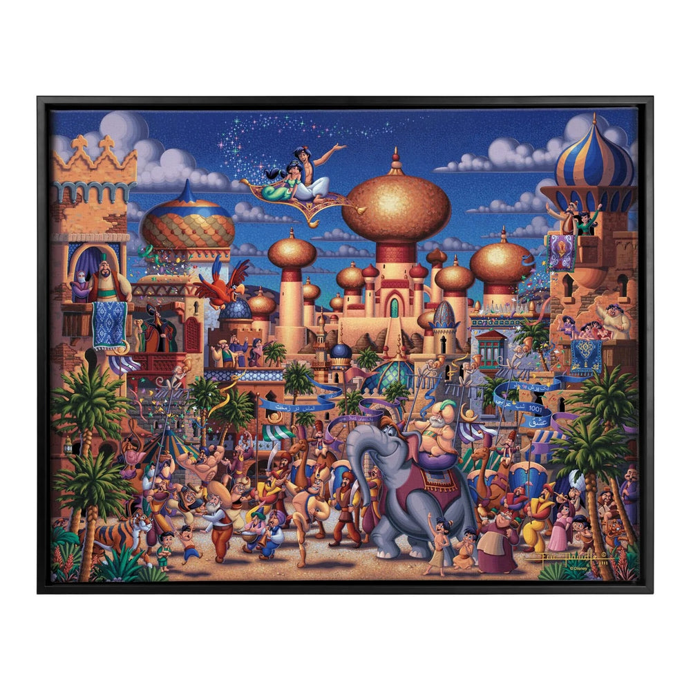 Aladdin Celebration in Agrabah – 30" x 37" Canvas Wall Murals (Onyx Black Frame)