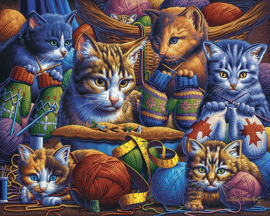 Kittens Knittin' Mittens - Mini Puzzle - 250 Piece