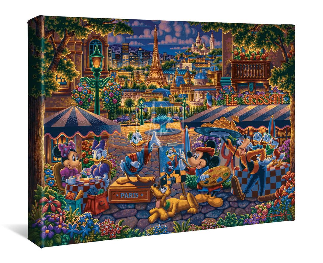 Mickey And Friends Painting in Paris Gallery Wrap Canvas